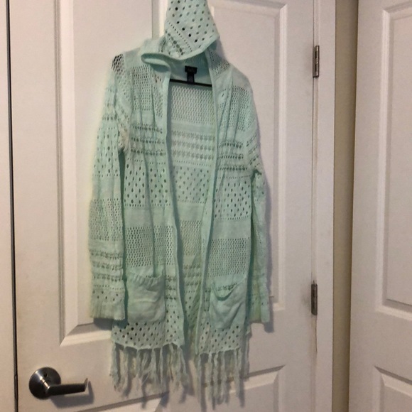 Aeropostale Sweaters - Teal Long Sleeve with Hood Cardigan!